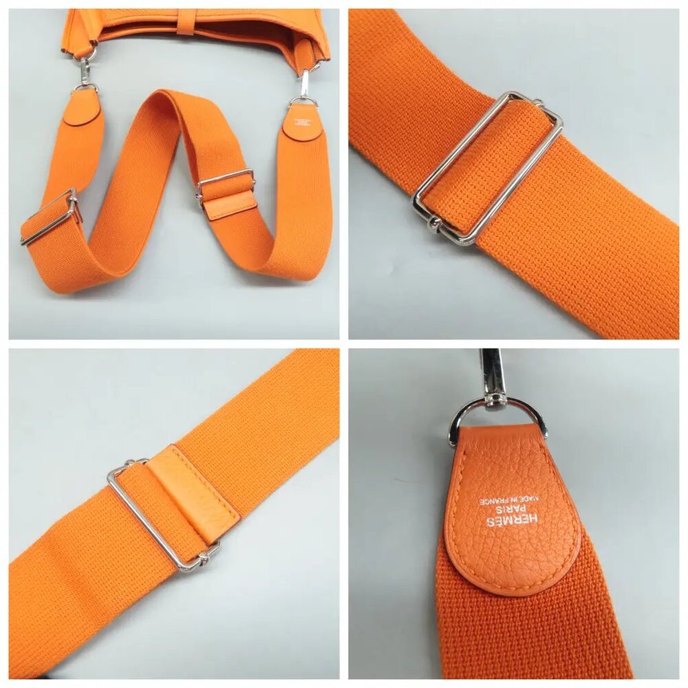 100% Authentic Hermes Evelyne Orange Leather Shoulder bag - Picture 8 of 12
